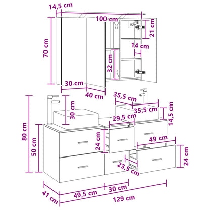Bathroom Furniture Set 4 pcs Concrete Grey