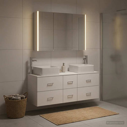 Bathroom Furniture Set 4 pcs White Engineered Wood and Glass