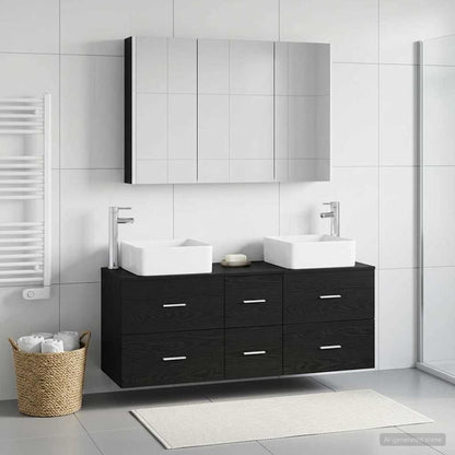 Bathroom Furniture Set 4 pcs Black Oak