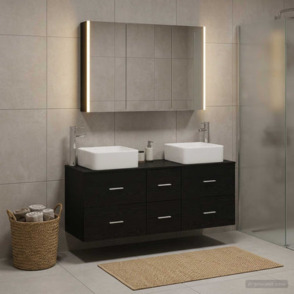 Bathroom Furniture Set 4 pcs Black Oak