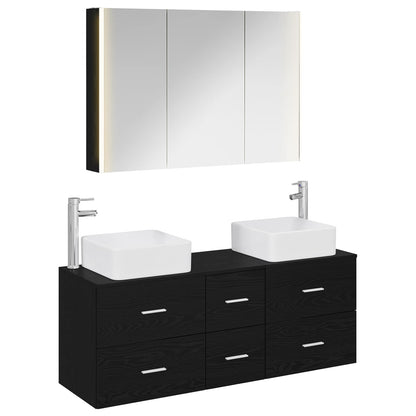 Bathroom Furniture Set 4 pcs Black Oak
