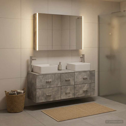 Bathroom Furniture Set 4 pcs Concrete Grey