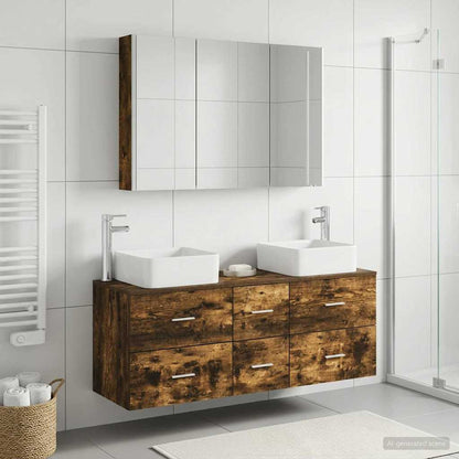 Bathroom Furniture Set 4 pcs Smoked Oak