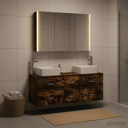 Bathroom Furniture Set 4 pcs Smoked Oak
