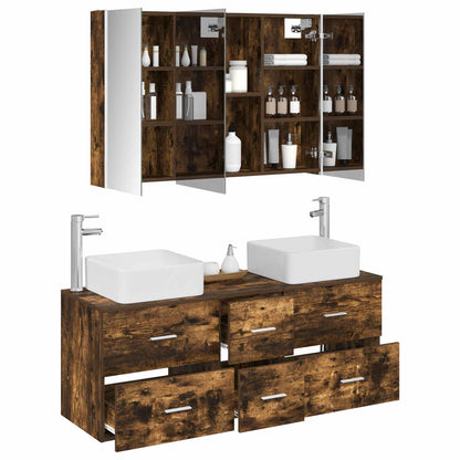 Bathroom Furniture Set 4 pcs Smoked Oak