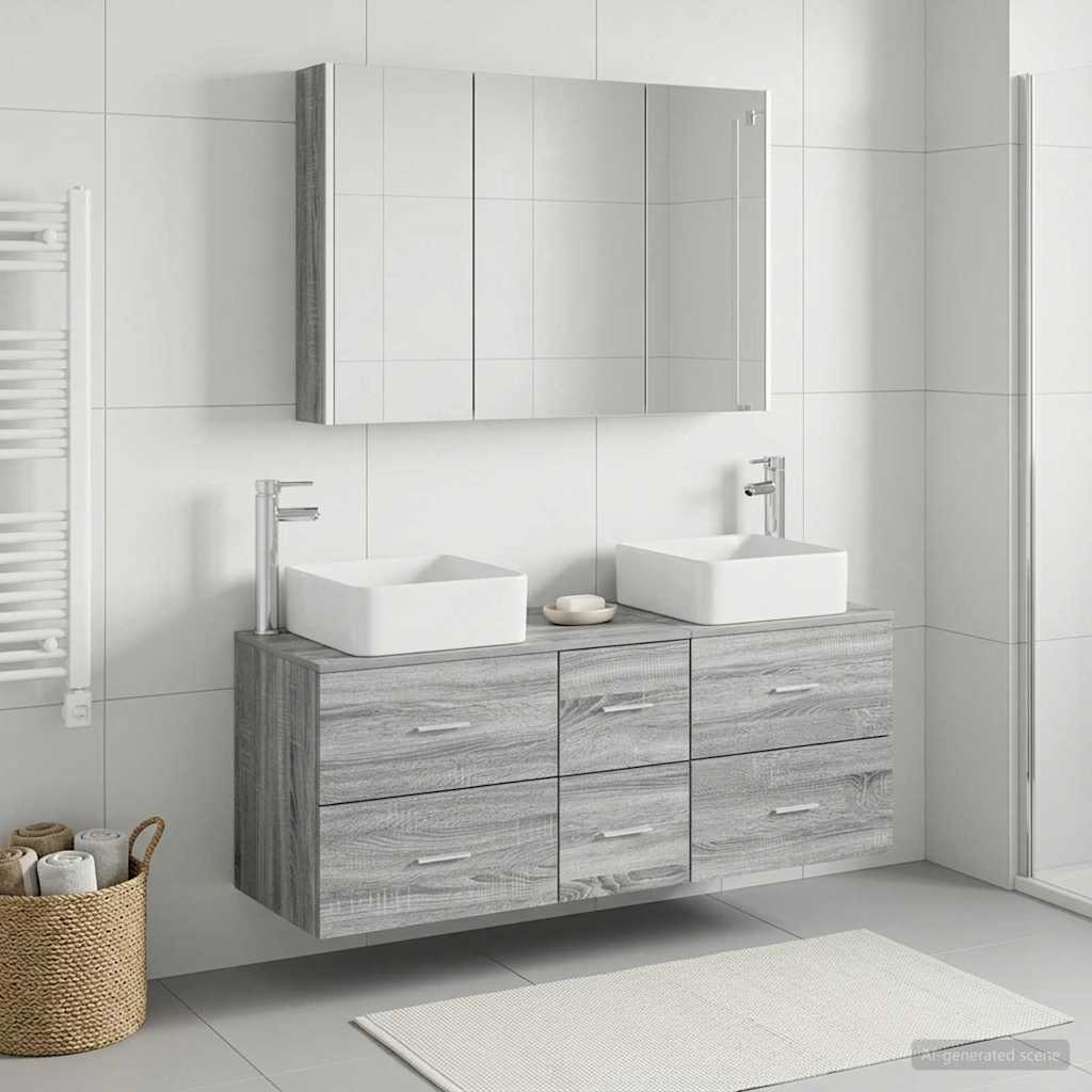 Bathroom Furniture Set 4 pcs Grey Sonoma
