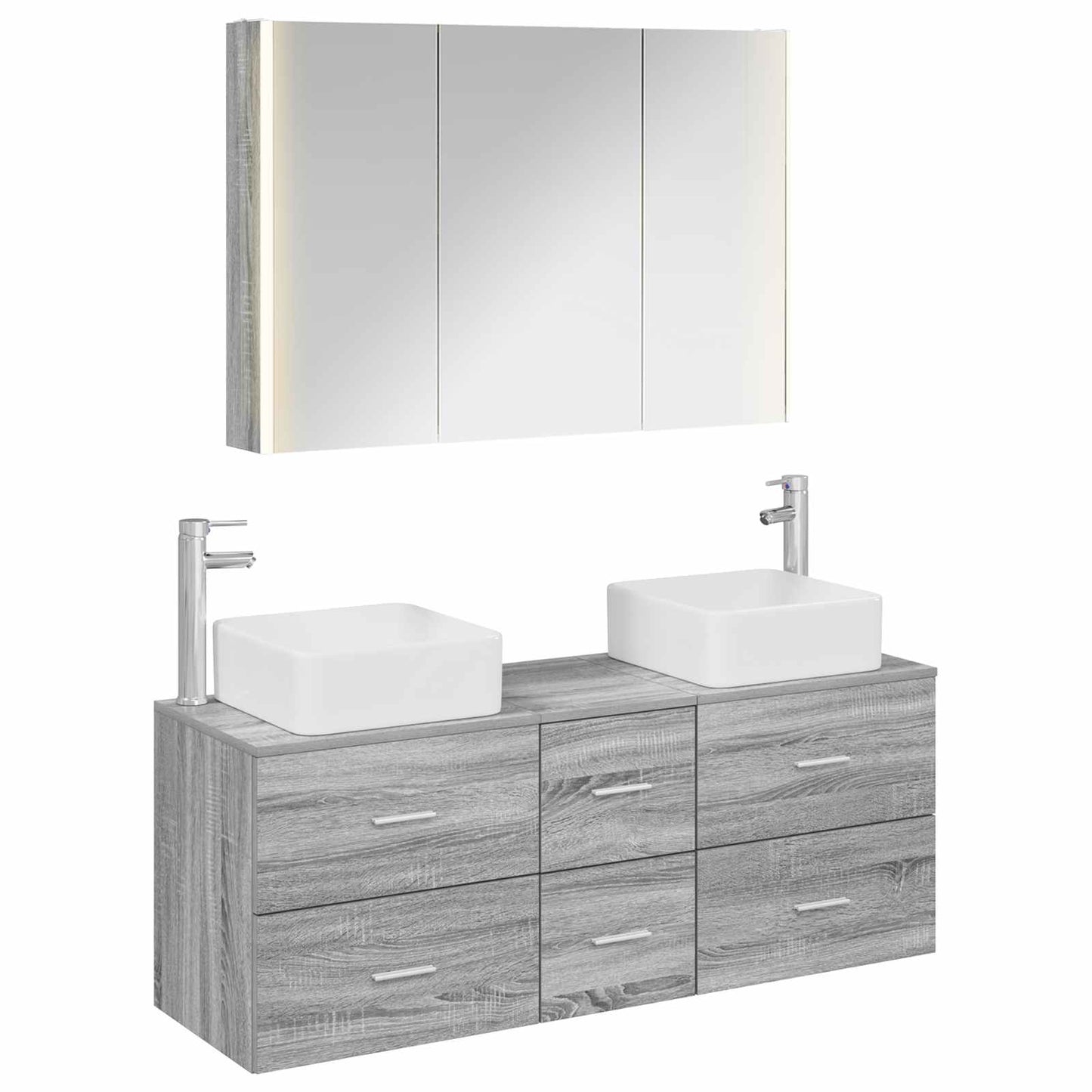 Bathroom Furniture Set 4 pcs Grey Sonoma