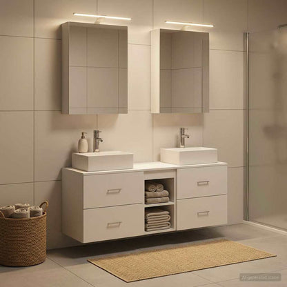 Bathroom Furniture Set 5 pcs White Engineered Wood and Glass