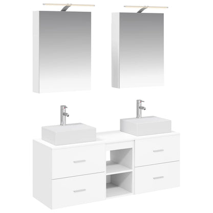 Bathroom Furniture Set 5 pcs White Engineered Wood and Glass