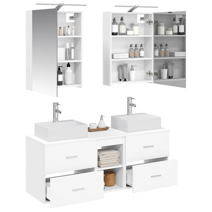 Bathroom Furniture Set 5 pcs White Engineered Wood and Glass