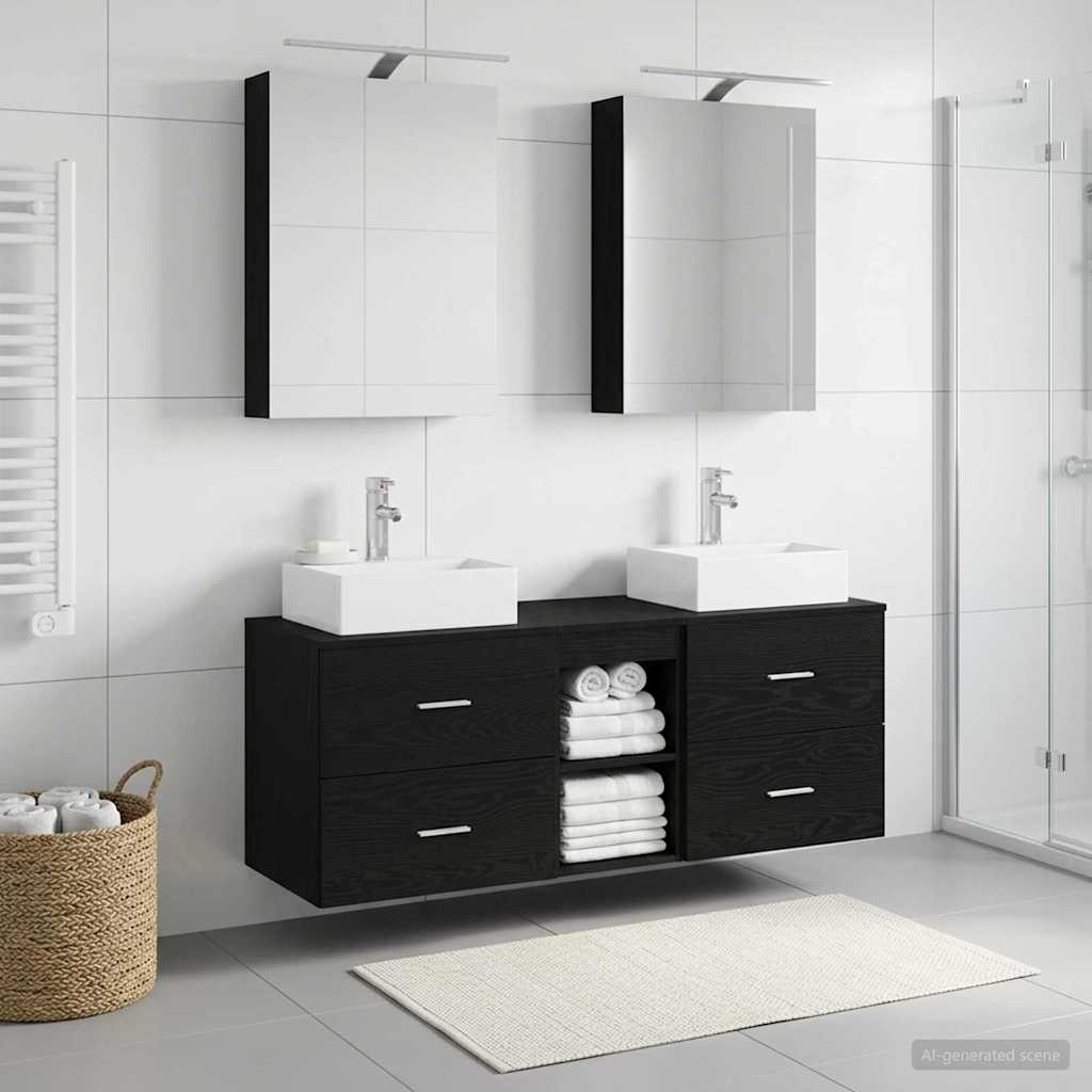 Bathroom Furniture Set 5 pcs Black Oak