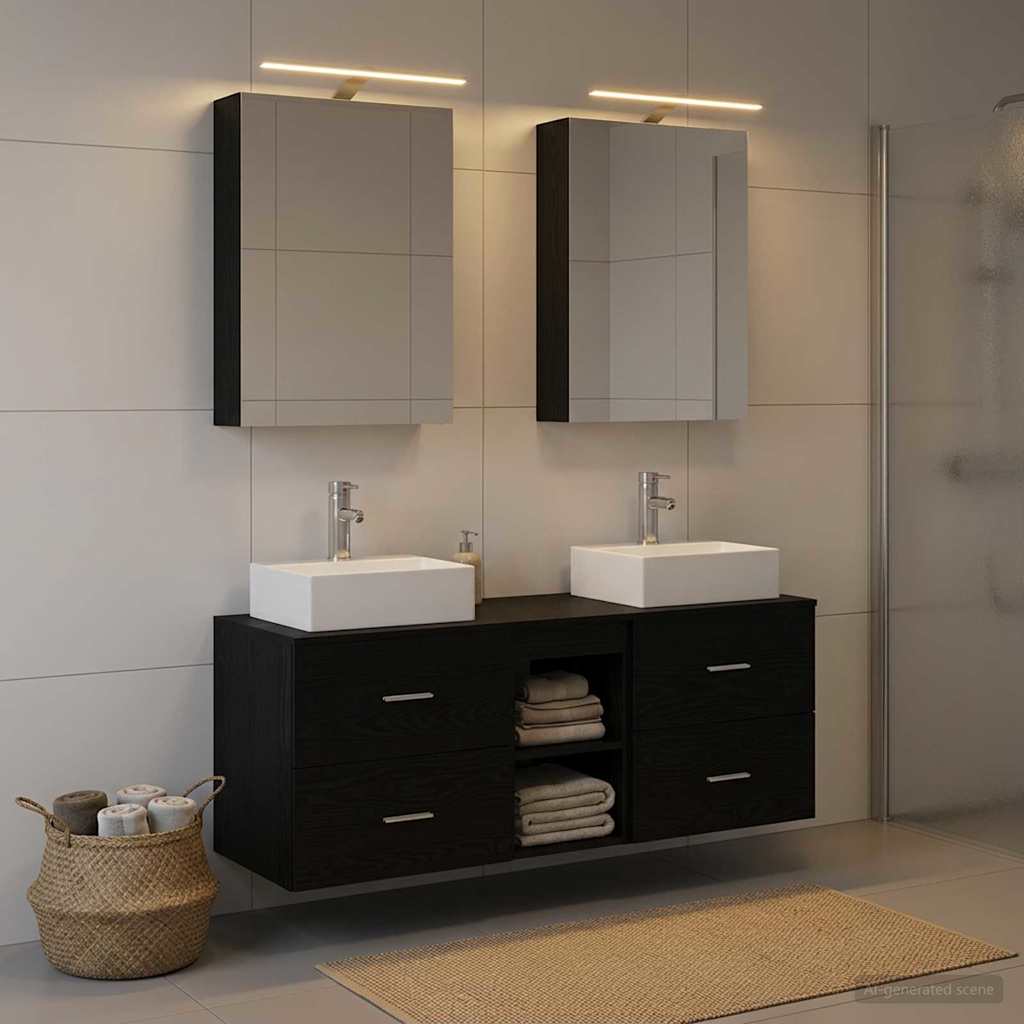 Bathroom Furniture Set 5 pcs Black Oak
