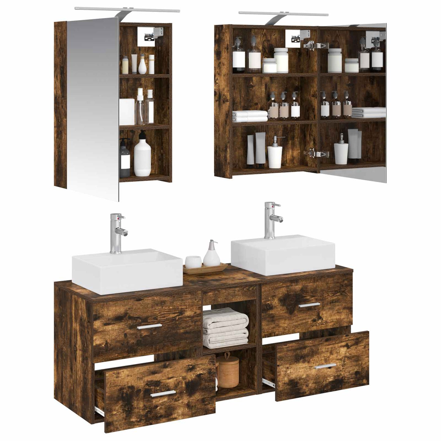 Bathroom Furniture Set 5 pcs Smoked Oak