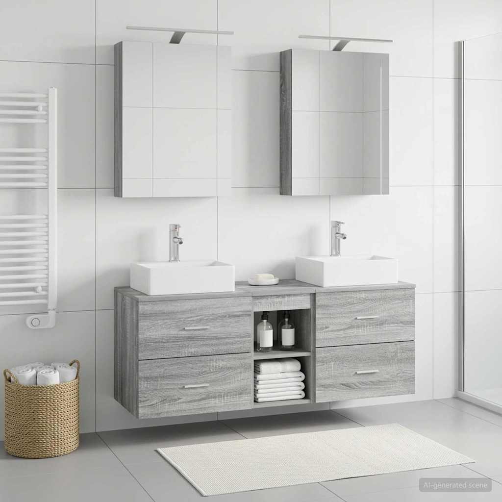 Bathroom Furniture Set 5 pcs Grey Sonoma
