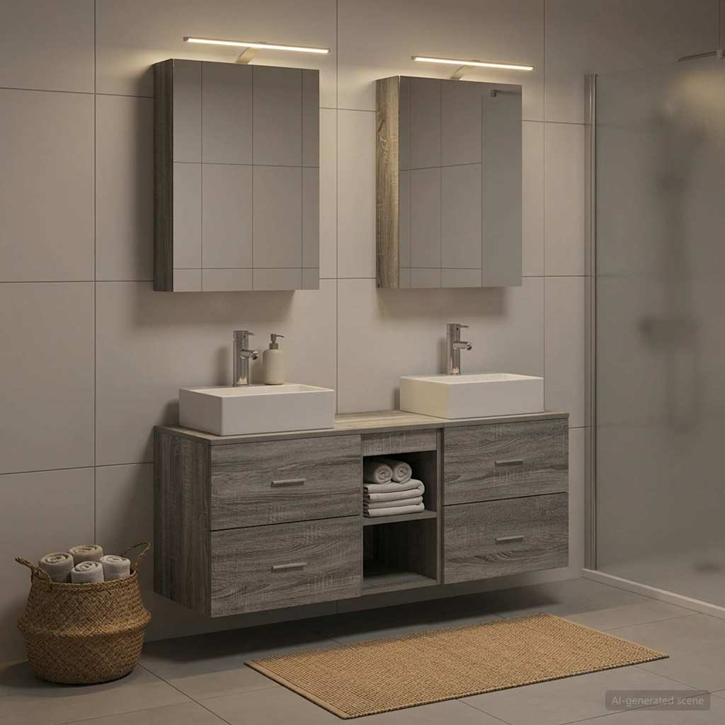 Bathroom Furniture Set 5 pcs Grey Sonoma
