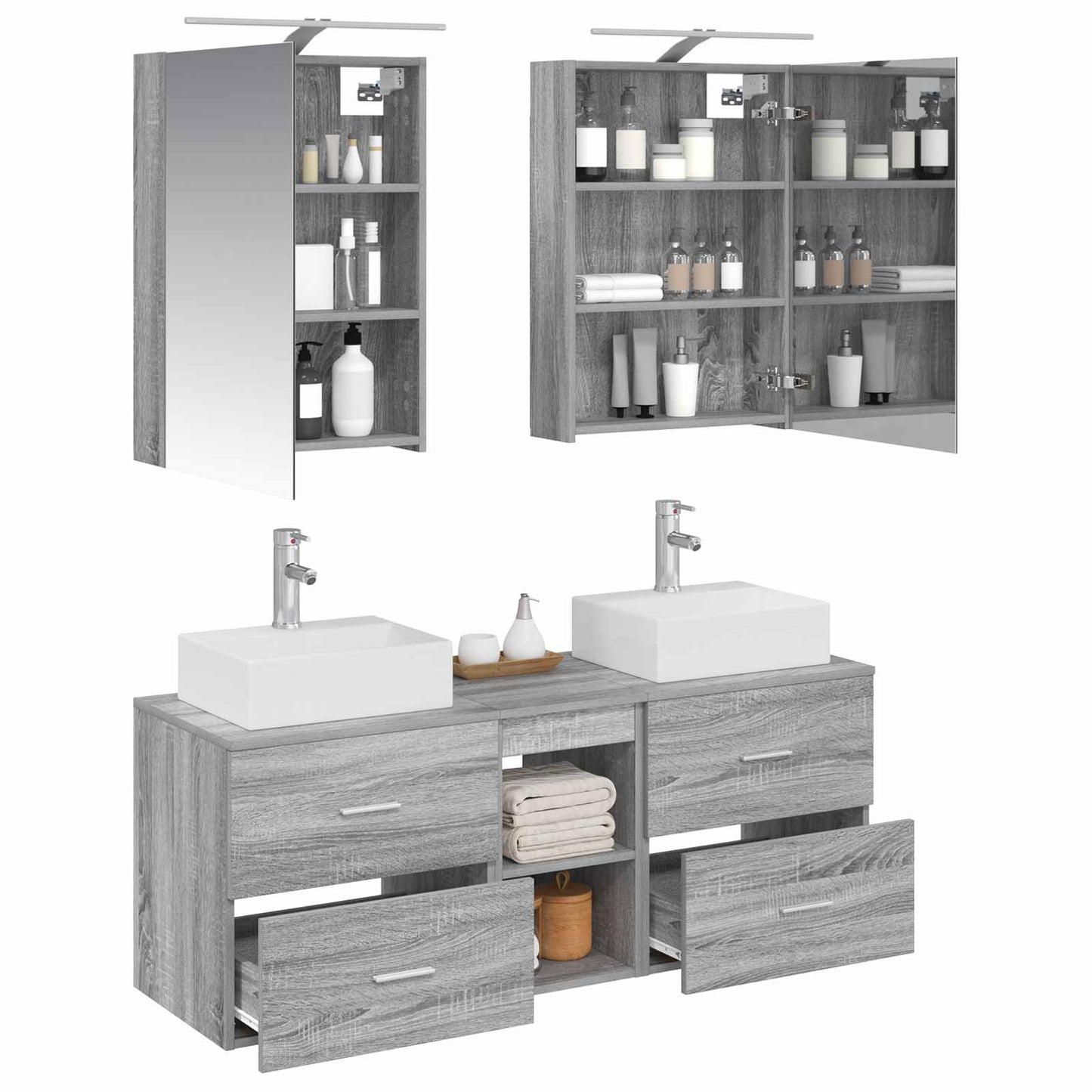 Bathroom Furniture Set 5 pcs Grey Sonoma