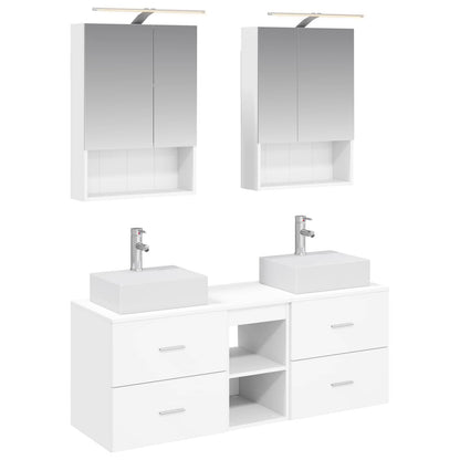 Bathroom Furniture Set 5 pcs White Engineered Wood and Glass