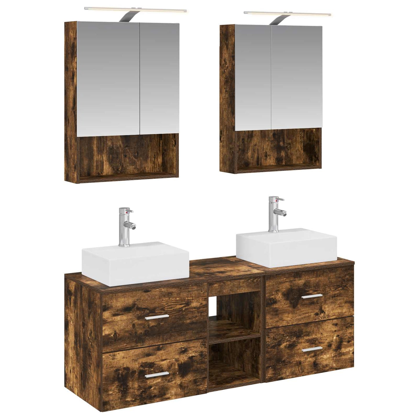 Bathroom Furniture Set 5 pcs Smoked Oak