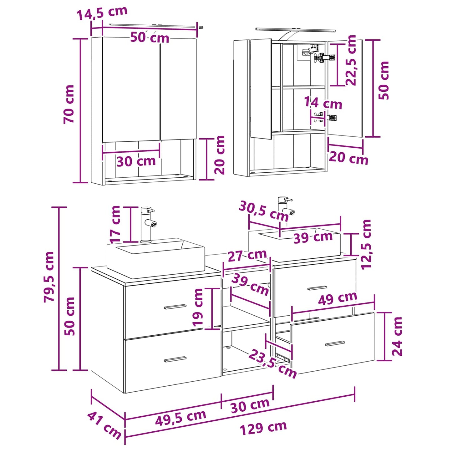 Bathroom Furniture Set 5 pcs Artisan Oak