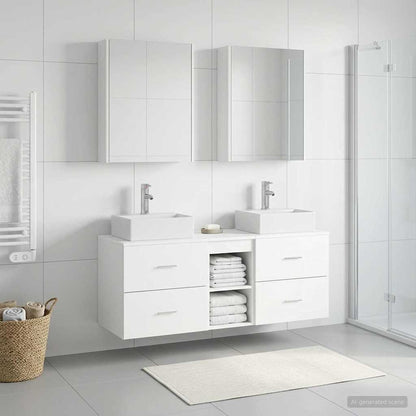 Bathroom Furniture Set 5 pcs White Engineered Wood and Glass