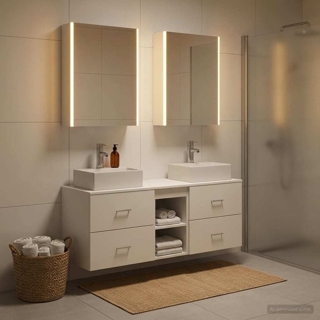 Bathroom Furniture Set 5 pcs White Engineered Wood and Glass