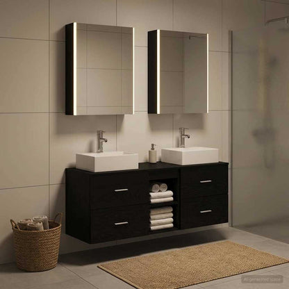 Bathroom Furniture Set 5 pcs Black Oak