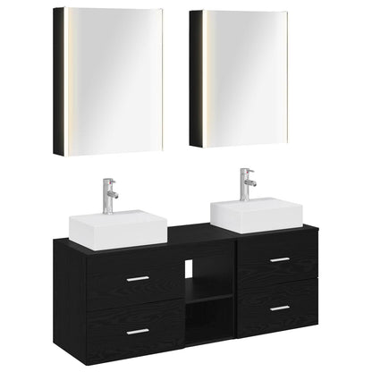 Bathroom Furniture Set 5 pcs Black Oak