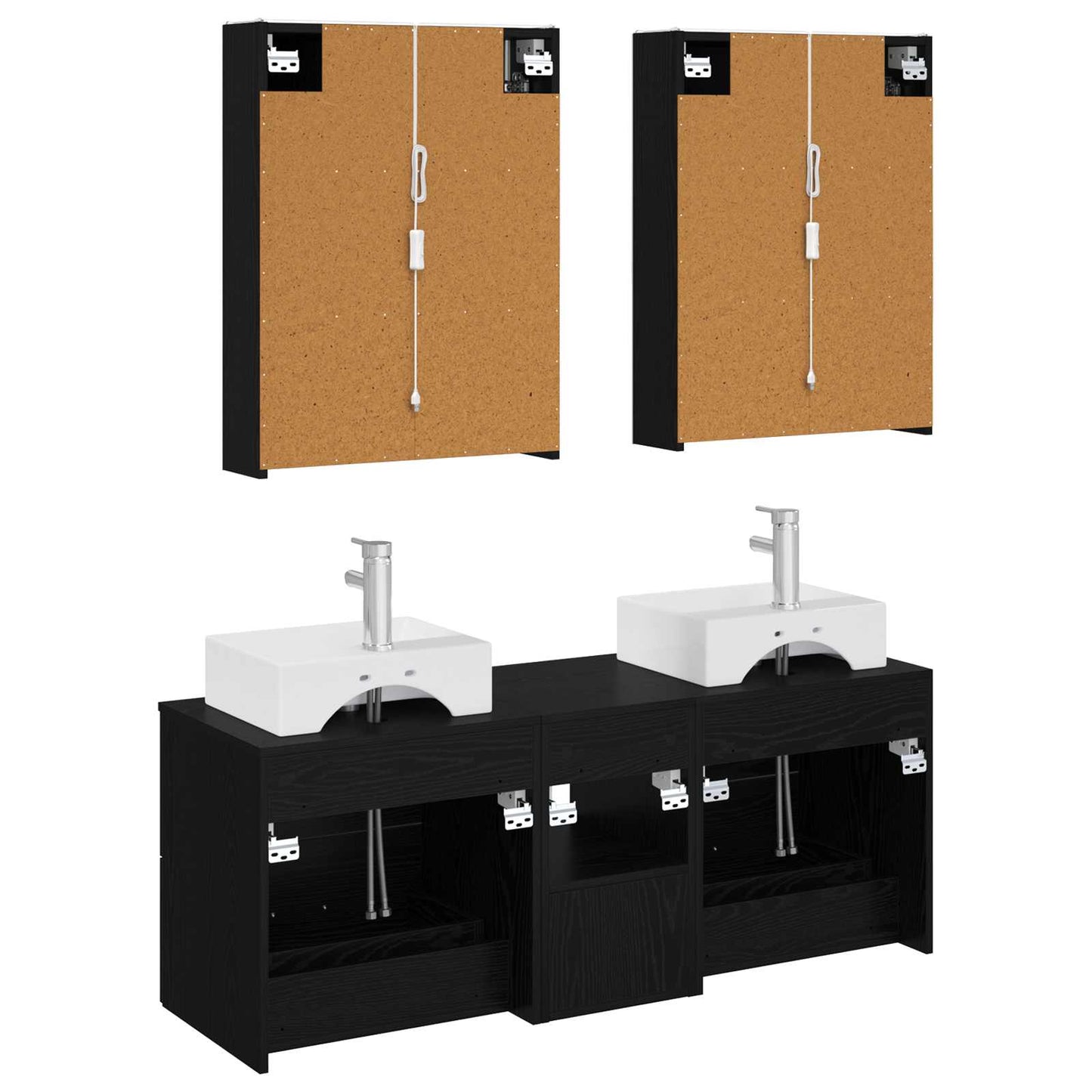 Bathroom Furniture Set 5 pcs Black Oak