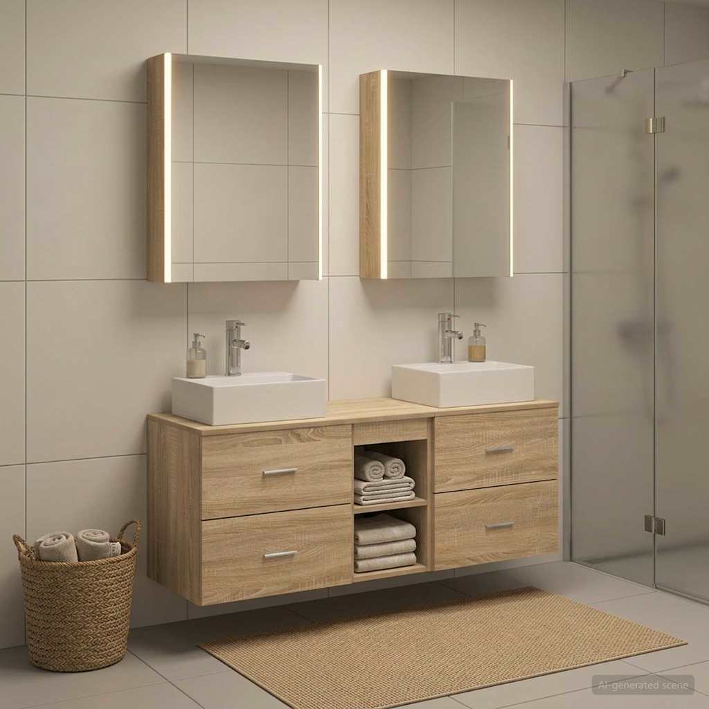 Bathroom Furniture Set 5 pcs Sonoma Oak