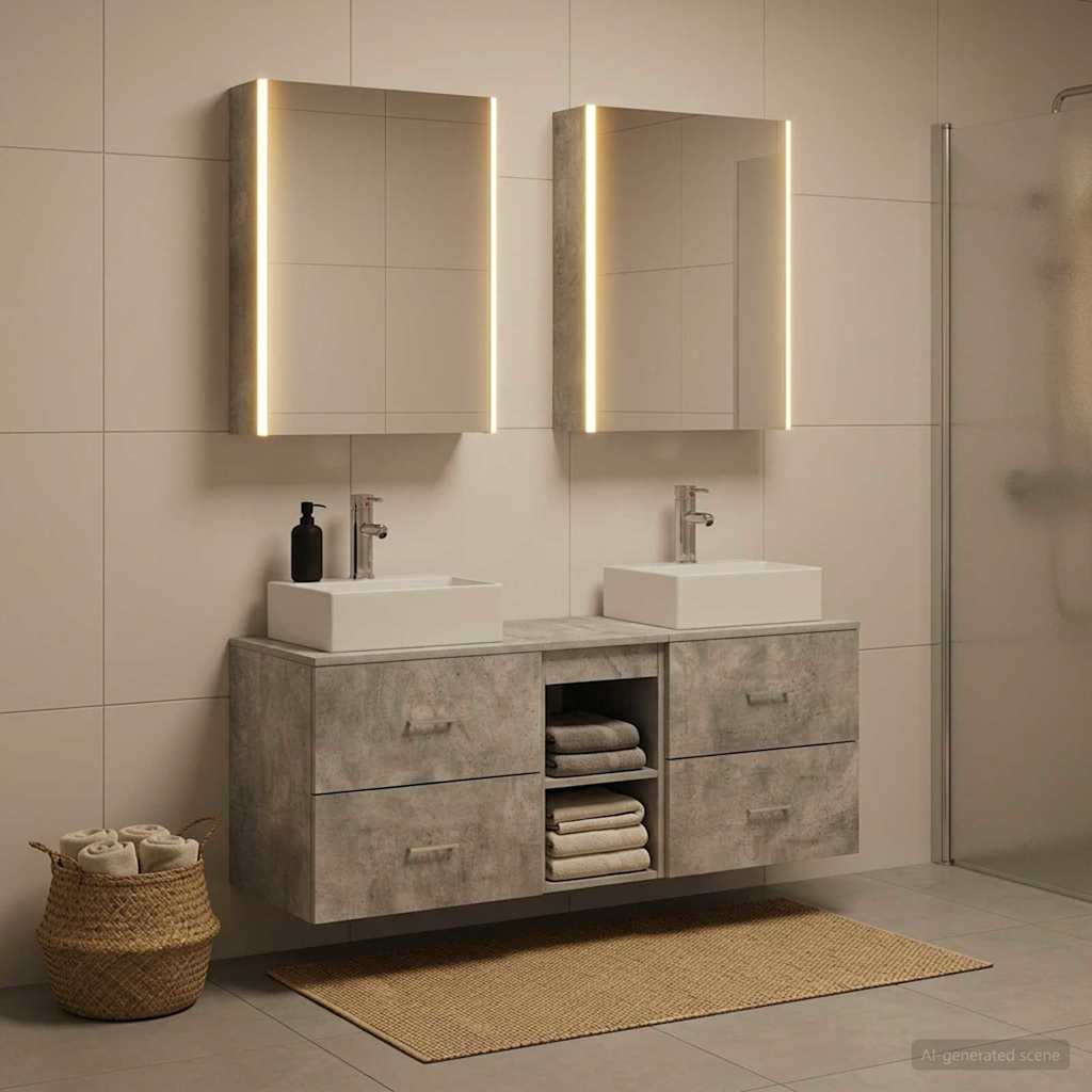 Bathroom Furniture Set 5 pcs Concrete Grey