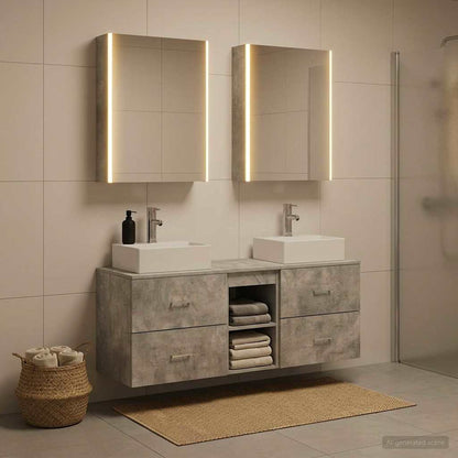 Bathroom Furniture Set 5 pcs Concrete Grey