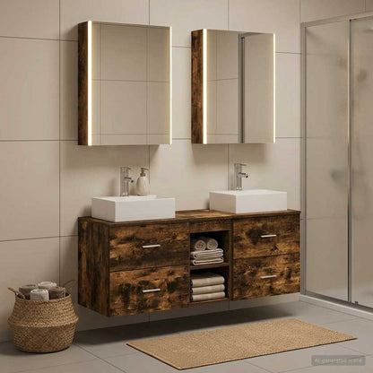 Bathroom Furniture Set 5 pcs Smoked Oak