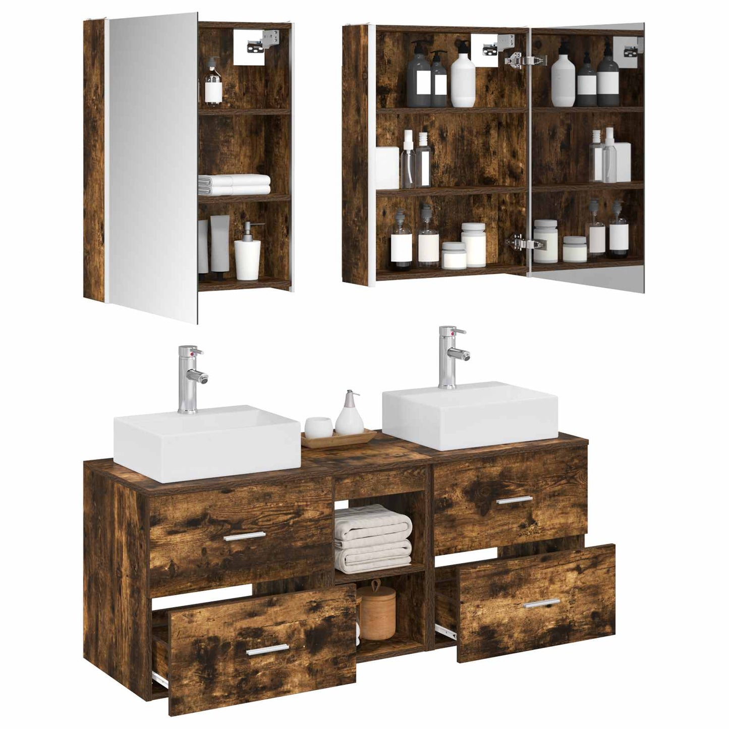 Bathroom Furniture Set 5 pcs Smoked Oak