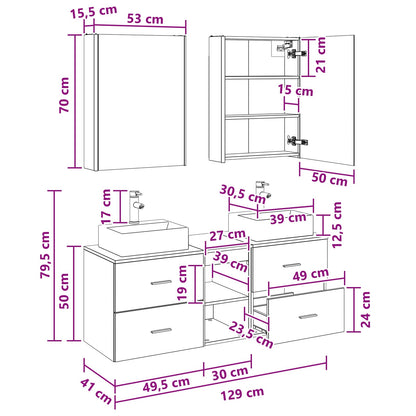 Bathroom Furniture Set 5 pcs Smoked Oak