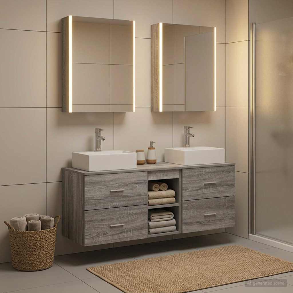 Bathroom Furniture Set 5 pcs Grey Sonoma
