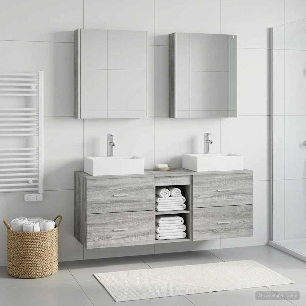 Bathroom Furniture Set 5 pcs Grey Sonoma