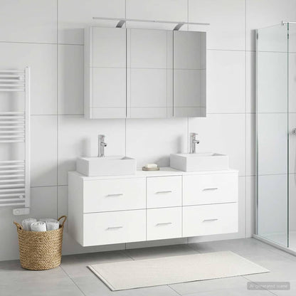 Bathroom Furniture Set 4 pcs White Engineered Wood and Glass