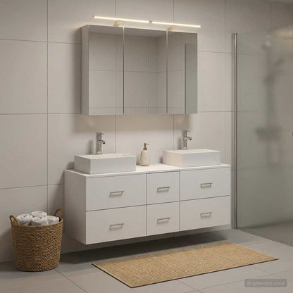 Bathroom Furniture Set 4 pcs White Engineered Wood and Glass