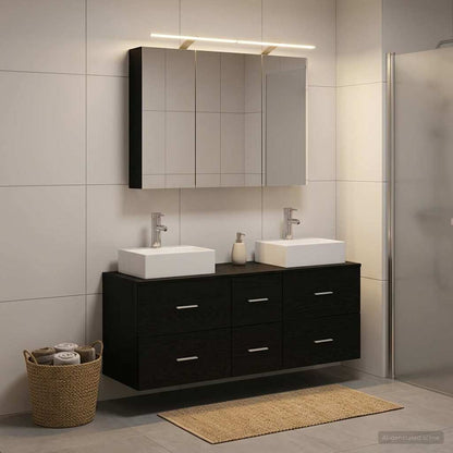Bathroom Furniture Set 4 pcs Black Oak