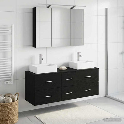 Bathroom Furniture Set 4 pcs Black Oak