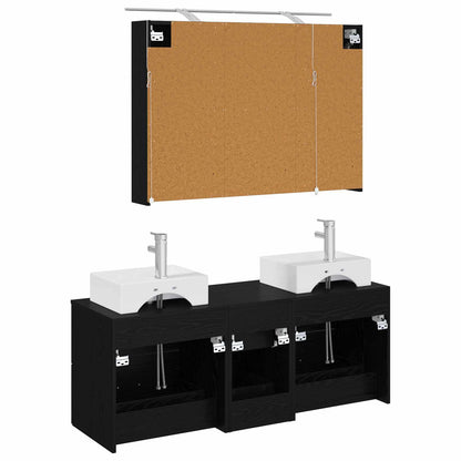 Bathroom Furniture Set 4 pcs Black Oak