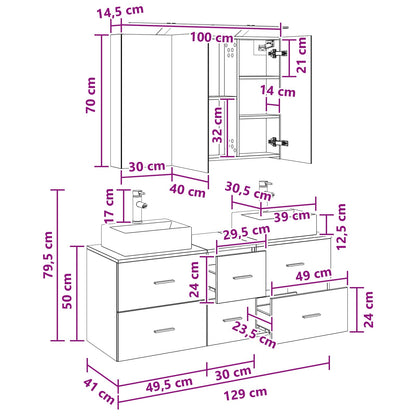 Bathroom Furniture Set 4 pcs Sonoma Oak