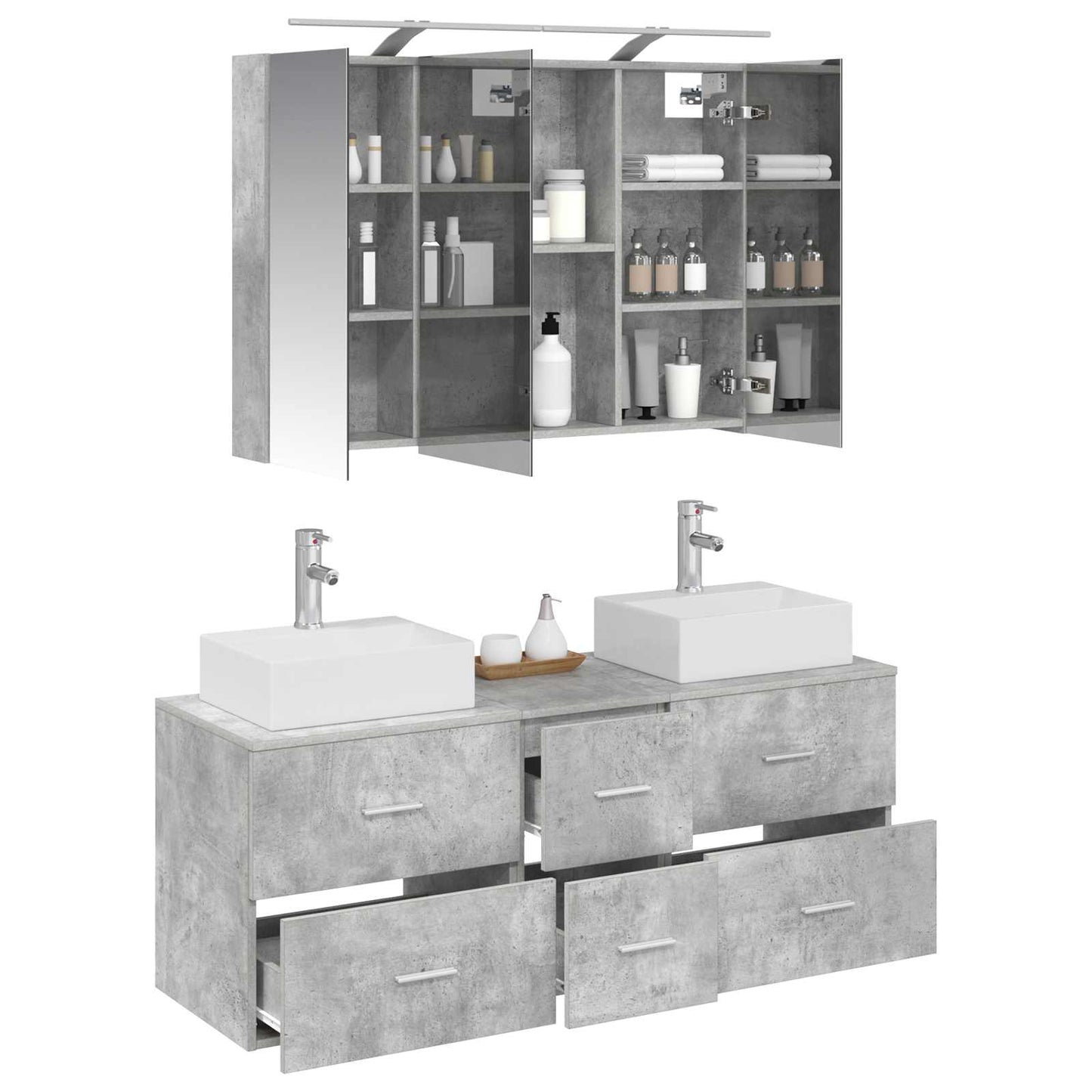 Bathroom Furniture Set 4 pcs Concrete Grey