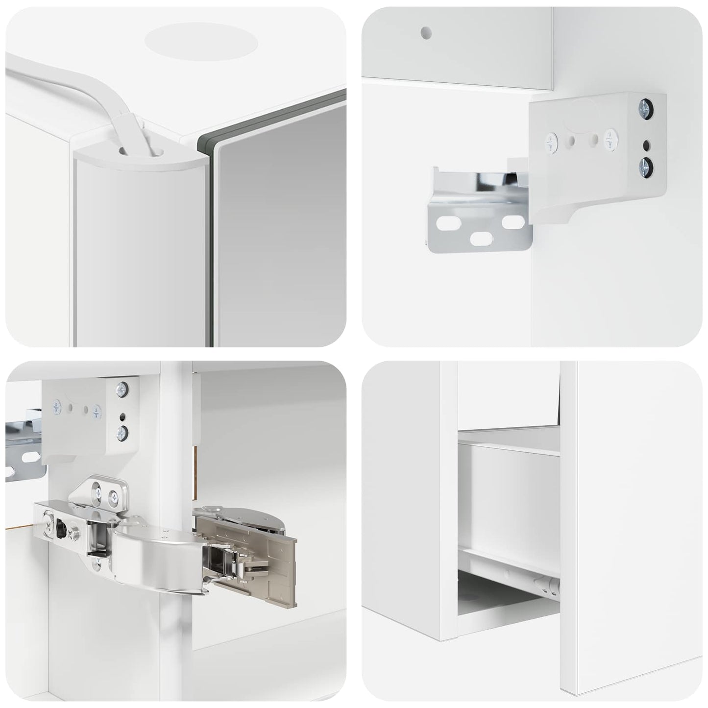 Bathroom Furniture Set 4 pcs White Engineered Wood and Glass