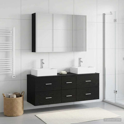 Bathroom Furniture Set 4 pcs Black Oak