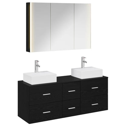 Bathroom Furniture Set 4 pcs Black Oak