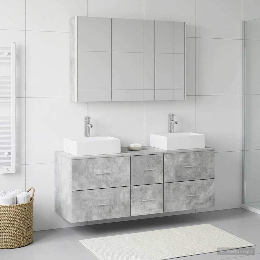 Bathroom Furniture Set 4 pcs Concrete Grey