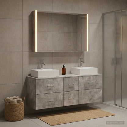 Bathroom Furniture Set 4 pcs Concrete Grey