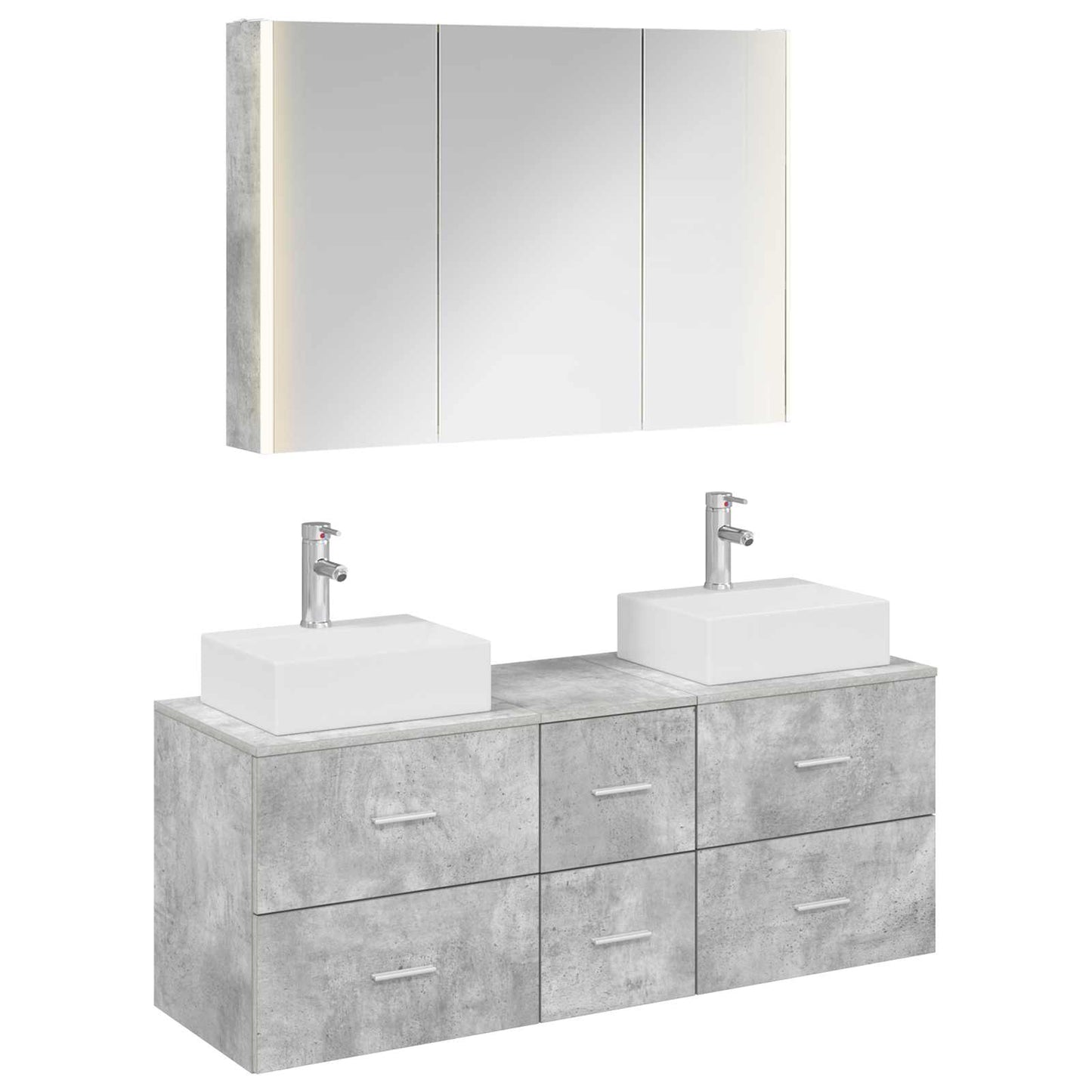 Bathroom Furniture Set 4 pcs Concrete Grey