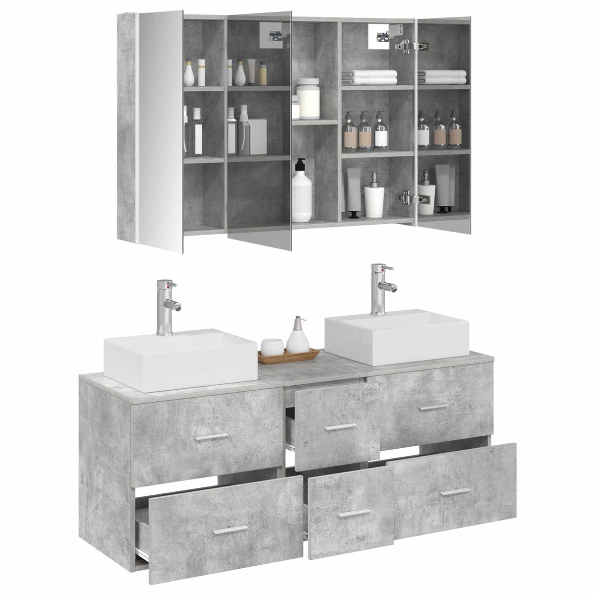 Bathroom Furniture Set 4 pcs Concrete Grey